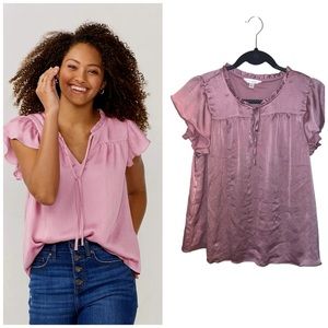 Lauren Conrad LC blouse-mauve-size L (please read)